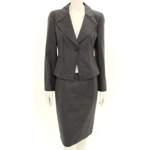 Armani Collezioni 100% Cotton Grey Skirt Suit Blazer Size 6